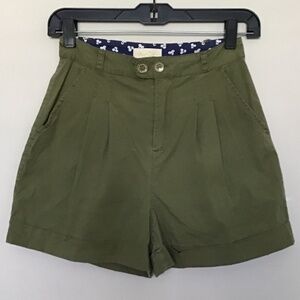 Modcloth Extra Small Army Green Flower Button Cotton Shorts with POCKETS!!!